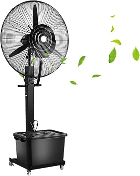 Industrial Misting Fan, Pedestal Fan/ Oscillating Fan, Portable Floor Fan, Water Mist Cooling Spray Fan; 3 Speeds, 42L Standalone Tank,90/45 Oscillation;Suitable for a variety of scenariosAdjustabl