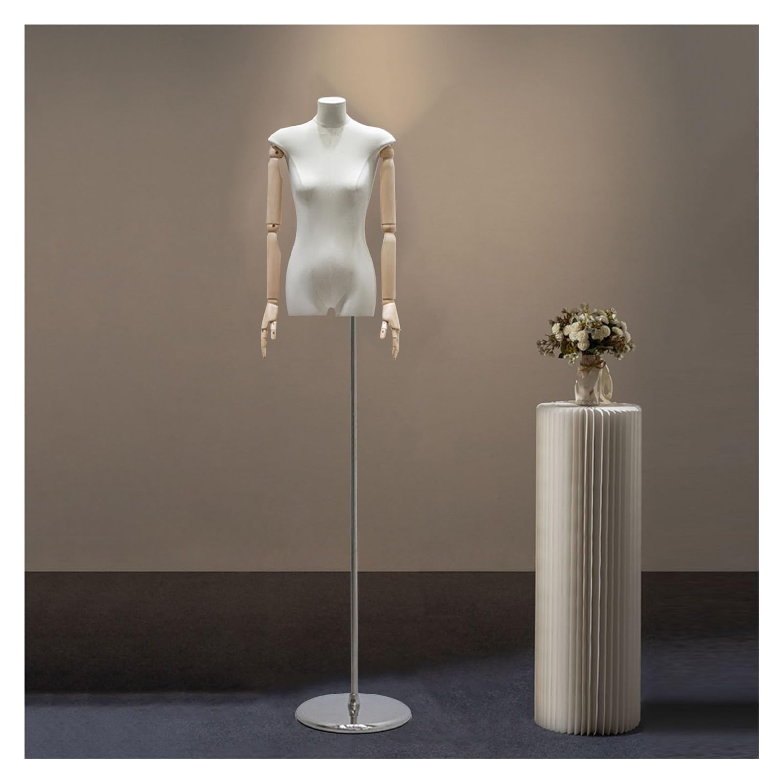 Buste de mannequin réglable en hauteur avec socle anti-traces