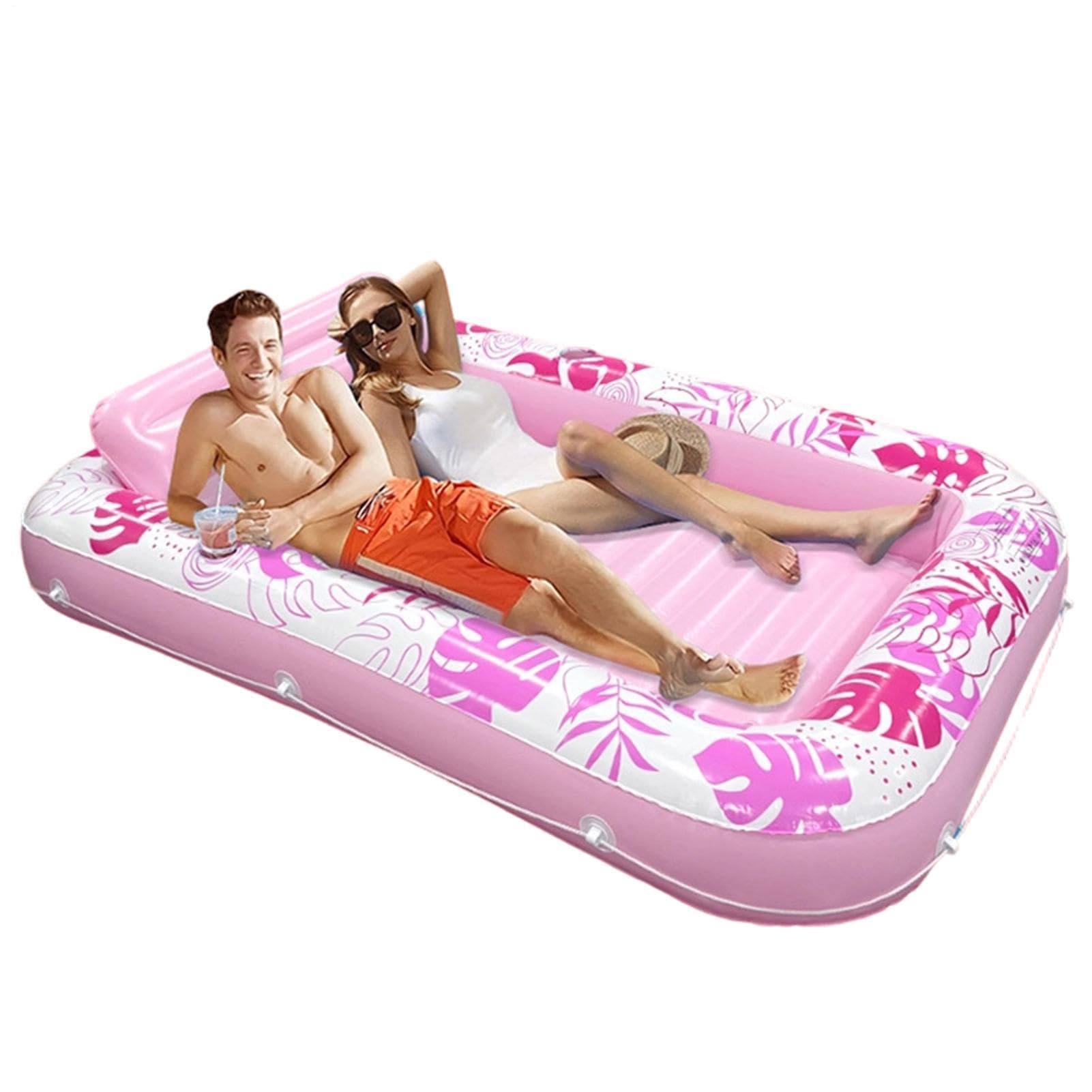 Flotadores Acuáticos Balsa Inflable Exterior con Patrón Hoja Monstera | Flotador Tumbona Para Piscina Adultos Para Vacaciones, , Playa, Lago, Río, Descanso, Reuniones De Fin De Semana