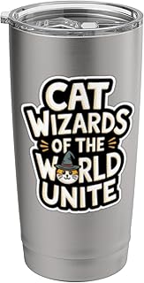 Funny Cat Wizards of the World Unite Meme Design Stainless Steel Insulated Tumbler