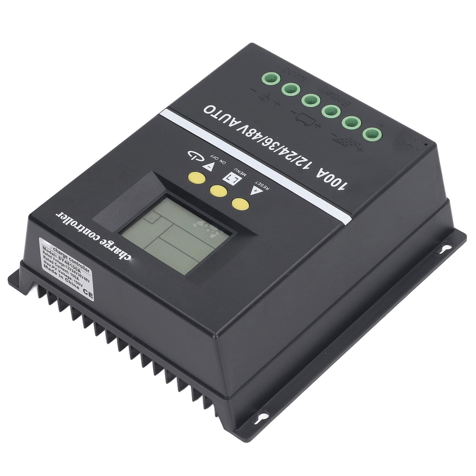 Regolatore di Carica Solare MPPT 100A 12V 24V 36V 48V Adattivo | Regolatore del Pannello Solare, Doppie Porte USB, Display Retroilluminato, ABS, Batterie Al GEL , Off-grid, Sistemi