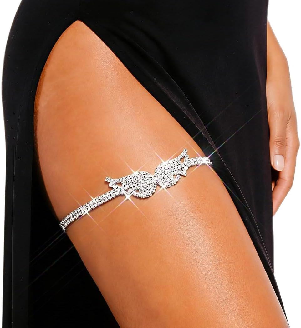 Rhinestone Garter Silver Wing Garter Jewelry Crystal Thigh Chain for Women