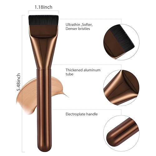 Miniatura 24 de 2 brochas planas para base, cepillo para máscara facial, espátula de maquillaje, cepillo facial para máscara de base líquida, cepillo de maquillaje