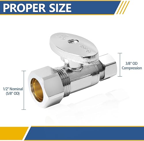 Miniatura 9 de GUOFIS Paquete de 4 válvulas de parada angular válvulas de cierre de agua de 14 de giro válvula de cierre de compresión Pex x 38 de pulgada DE