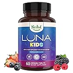 LUNA Kids | 1 Sleep Aid Tablets for Children 4+ and Sensitive Adults | Naturally Sourced Ingredients | 60 x Chewable Pills | Gentle, Herbal Supplement with Chamomile, Melatonin, Valerian & Lemon Balm