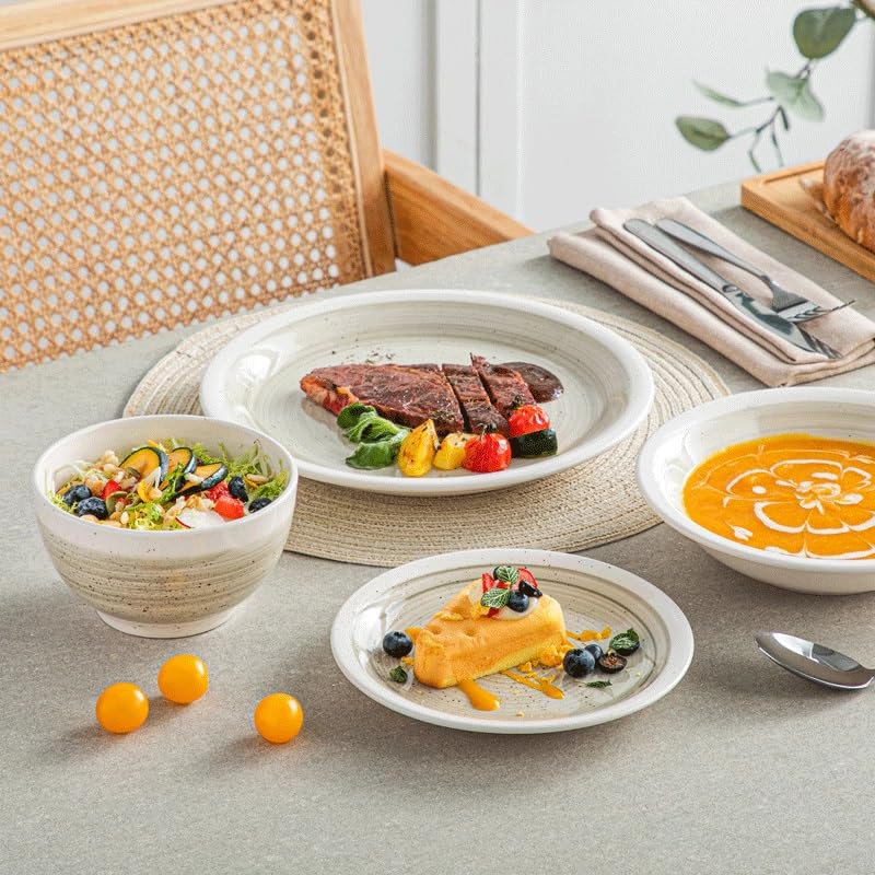 Service de table en grès 16 pièces assiette bol pâtes céréales 4 personnes