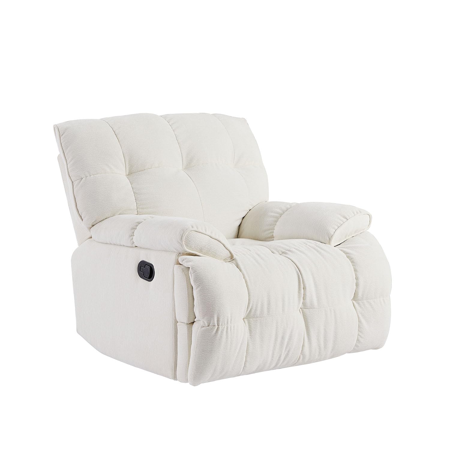Swivel Recliner Chair, Rocking Chair Nursery, Manual Nursery Glider 360 Degree Swivel Chair, Recliner Chairs for Adults with Large Footrest, High Back and Upholstered Deep Seat Cream