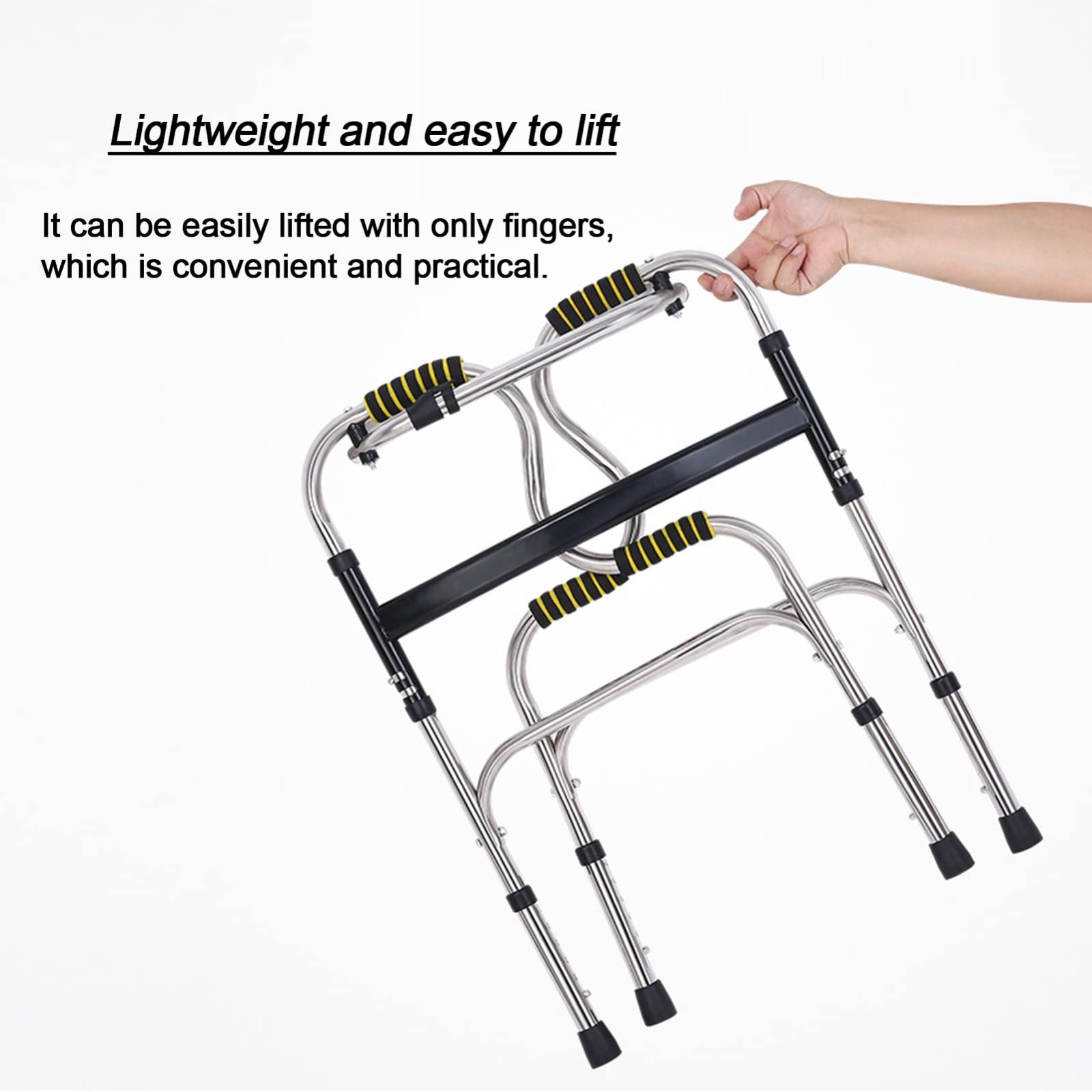 Andador vertical plegable de aluminio para ancianos, andador ligero con asiento y ruedas, marco de movilidad ajustable para discapacitados, uso en interiores y exteriores