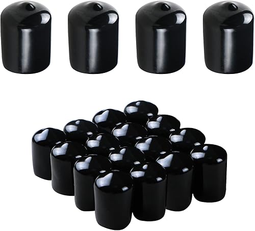 Aopin Cubierta de tapa de extremo redondo de goma de 0.71 pulgadas (0.709 in), protectores de rosca de tornillo de PVC flexible de tubería de