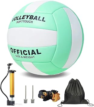 PureBliss Volleyball,Official Size 5 Volleyballs for Indoor Outdoor,Soft Touch Volleyballs for Beach Play Pool Training Game with Ball Pump