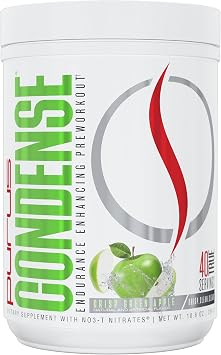 Purus Labs Condense Endurance & Pump Enhancing Pre Workout Powder| Nitric Oxide Booster | Clean Energy | Beta Alanine | 40 Servings Crisp Green Apple