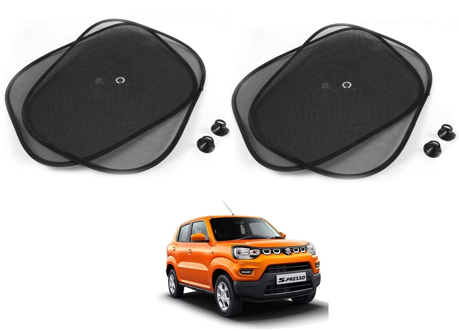 Kozdiko Black Color Chipokoo Car Window Side Sunshade Curtains Set of 4 Pcs for All Cars