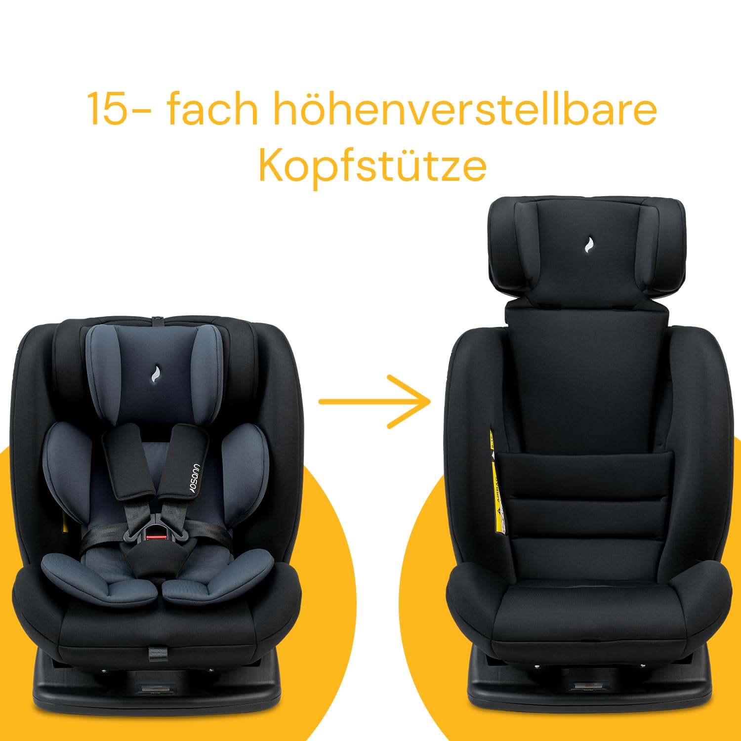 Osann Huddle 2 Kindersitz Reboarder 40-150 cm mitwachsend vorwärts rückwärts 3-Punkt-Gurt Nero
