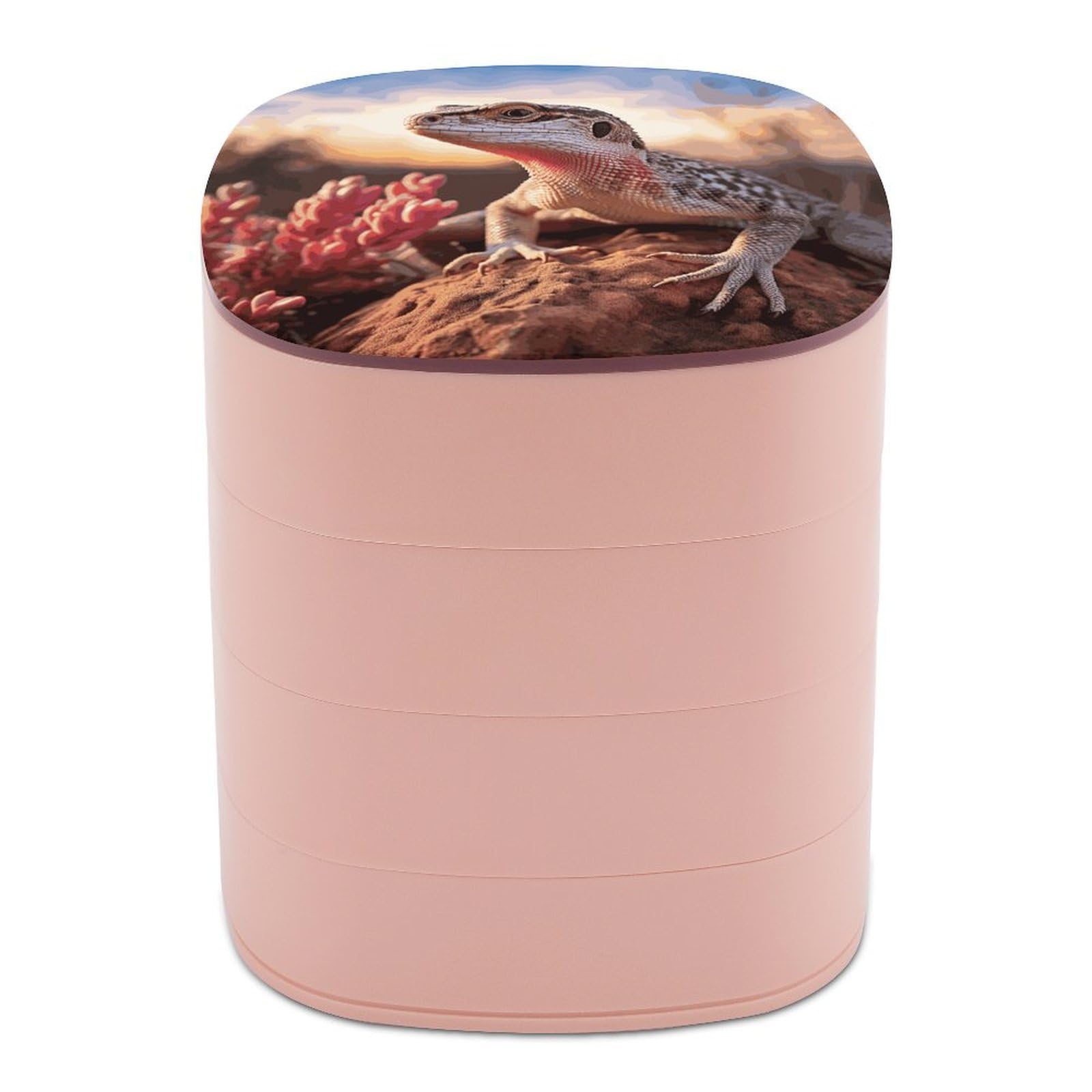 Organiseur de bijoux boîte de rangement lézard blanc avec couvercle pour bracelets et bagues