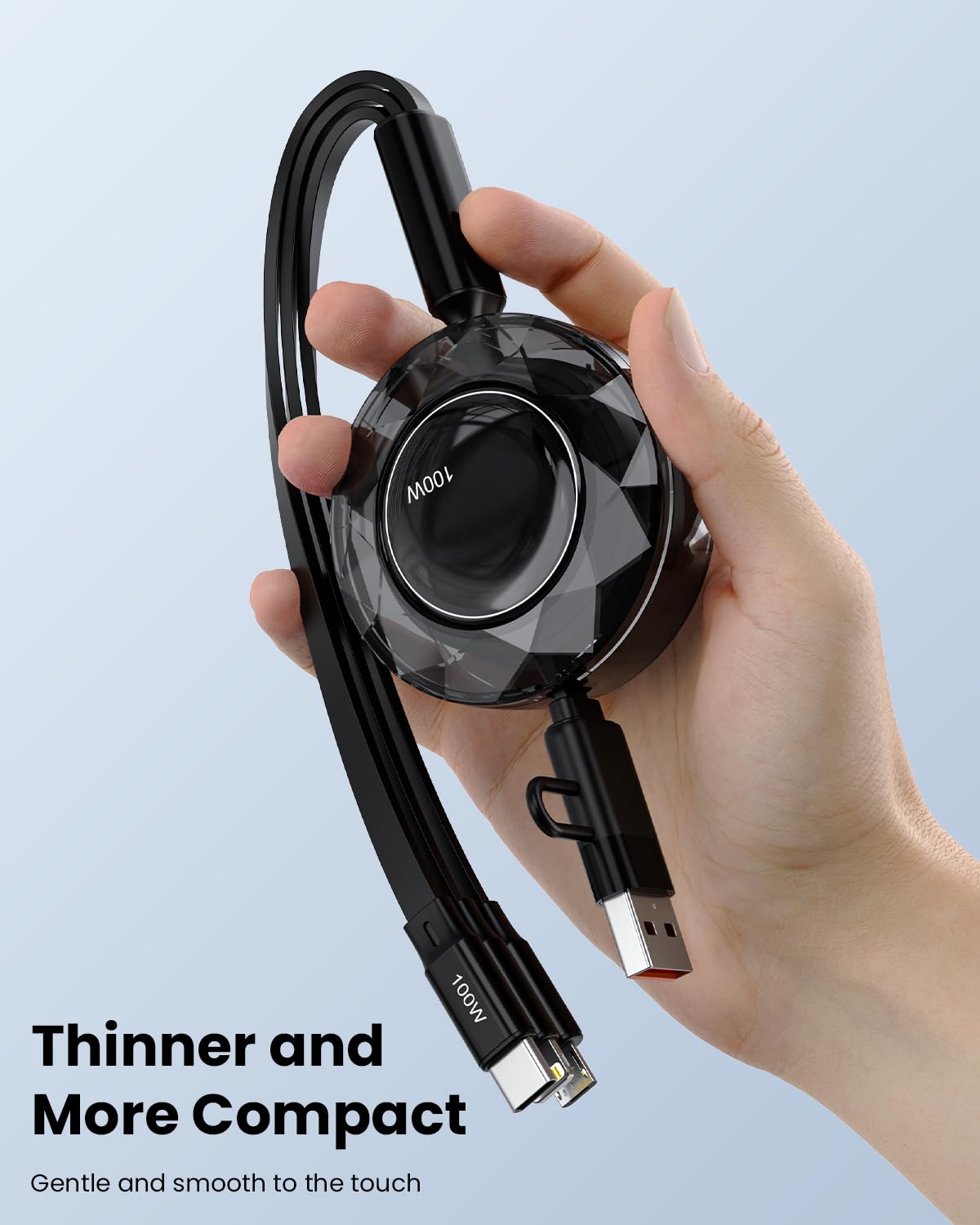 5-in-1 100W Retractable Multi Charging Cable, 5A Fast Charging Cables for Multiple Devices with Lightning/Type C/Micro USB Ports, USB Multi Charger Cords for iPhone 16 15 14, iPad, MacBook, Tablet - Image 7