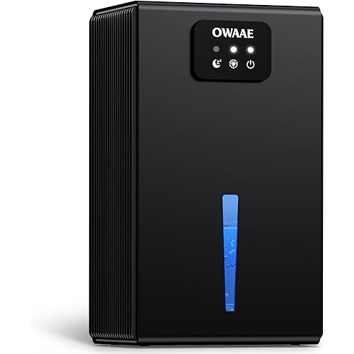 Dehumidifier, 1000 sq.ft Quiet Dehumidifiers for Home Bedroom Bathroom Basement with 95oz Water Tank, Sleep Mode, Auto Shut-Off 7 Colors LED Light, Black