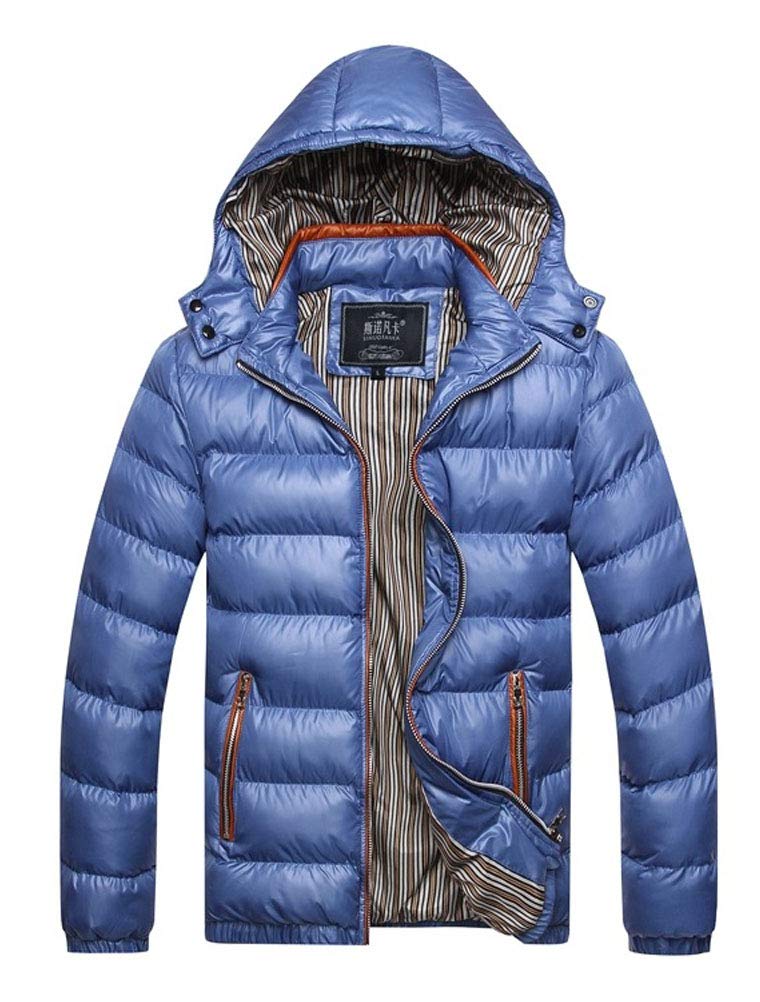 KJHSDNN Men's Hooded Down Coat Warm Windproof Puffer Parka Waterproof Cotton Quilted Jacket Outerwear