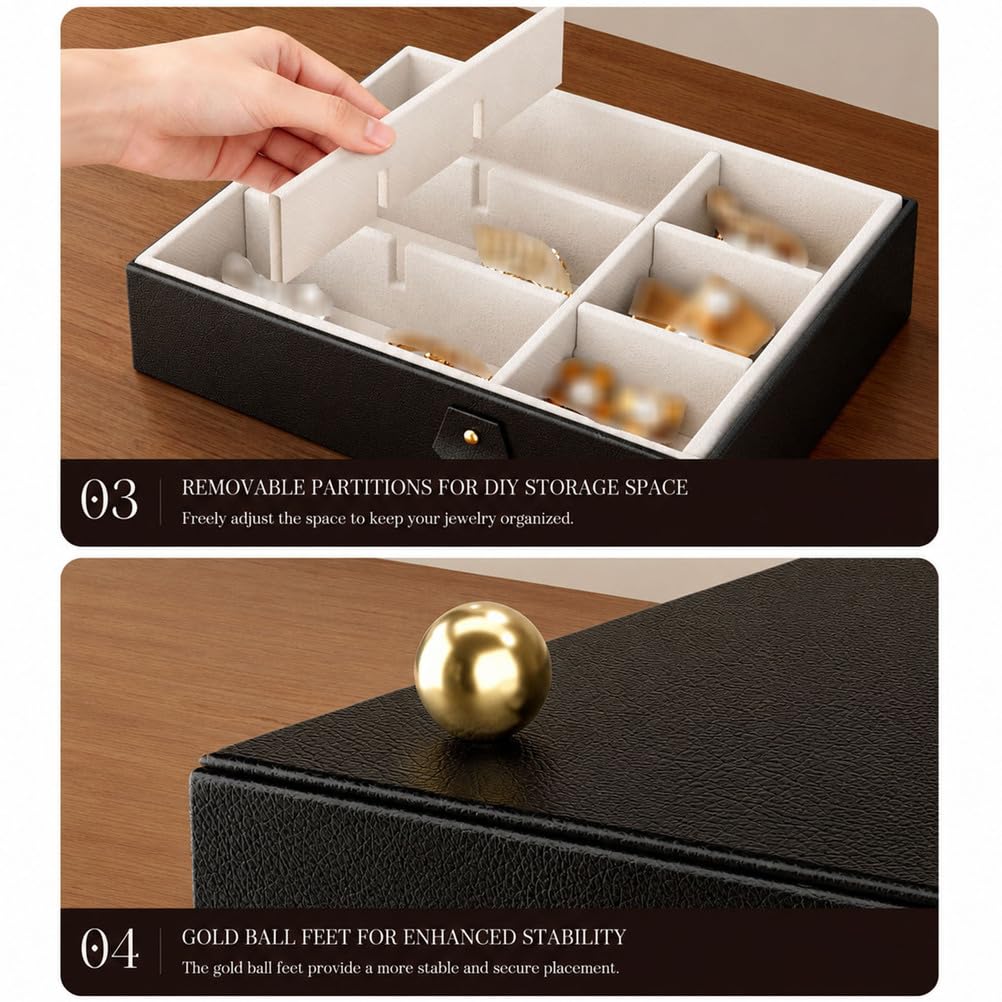 Organizador De Joyas De Lujo, Grande, De Cuero, con Dos Niveles. Exhibidor para Anillos, Collares, Pendientes Y Pulseras, Ideal para Mujeres Y Niñas. Incluye Separador Extraíble