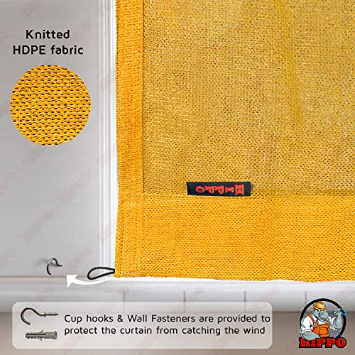 Image of HIPPO 150 GSM Outdoor Sun Blocking Balcony Eyelet /Grommet Curtains Sun & UV Protection, Light Filtering 3FTX8FT Door Curtain (Yellow)