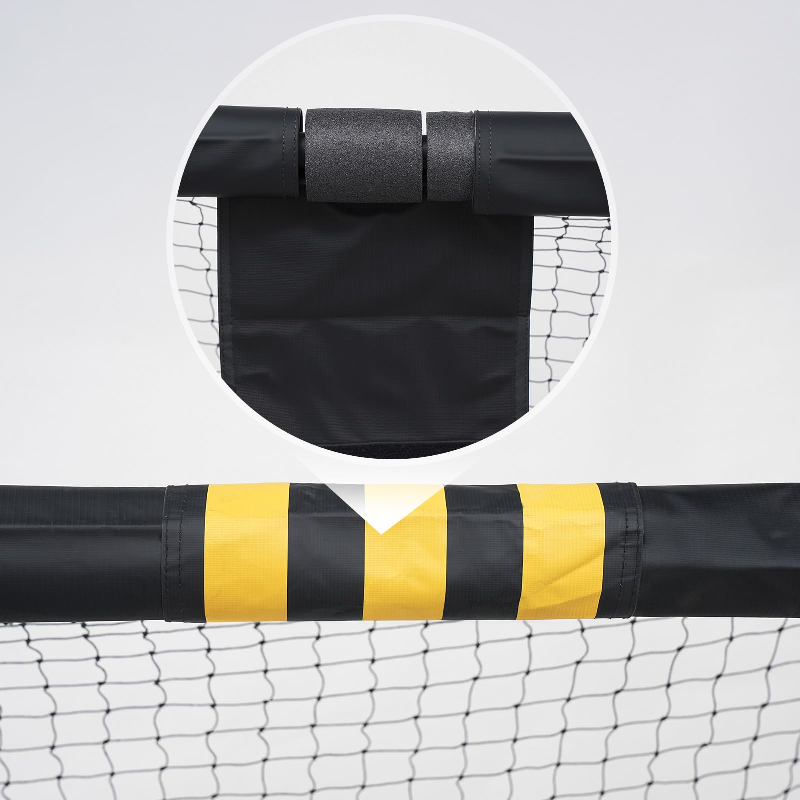LARMNEE Portería de Fútbol 240 cm, Red de PE, Cubierta Protectora de Espuma, Resistente a la Intemperie