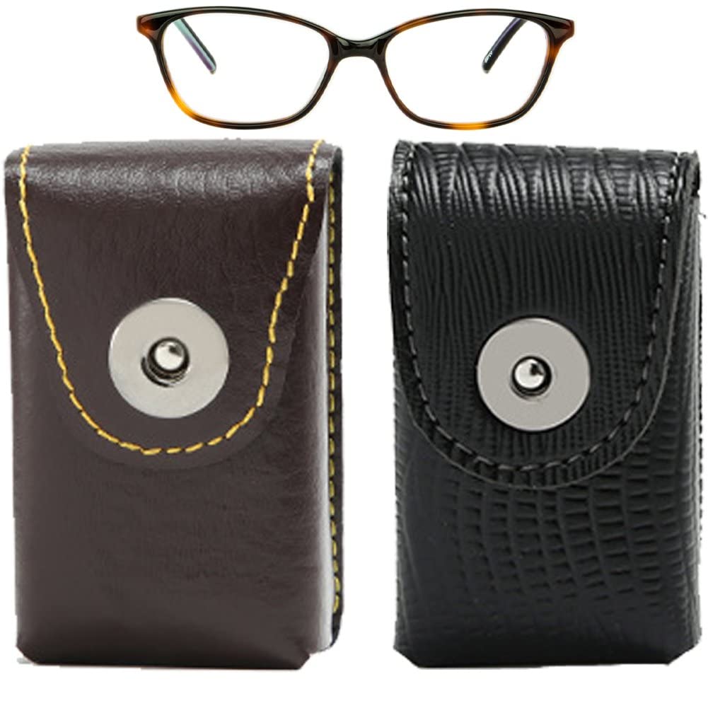 Haowul Eyeglass Case Pu Leather Glasses Case Hard Shell Sunglasses Case Portable Molle Glasses Protection Case for Folding Glasses