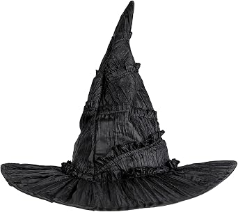 Knemksplanet Halloween Black Witch Hat Witches Wizard Hats Masquerade Ruched Cap Headwear for Women Costumes Accessories