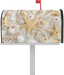 Mailbox Cover Magnetic Seaside Beach Starfish Conch Shells Mailbox Covers Standard Size 21x18in,Mailbox Covers Wrap Post Letter Box Cover for Garden Yard Outdoor Decor Tropical Summer Vacation