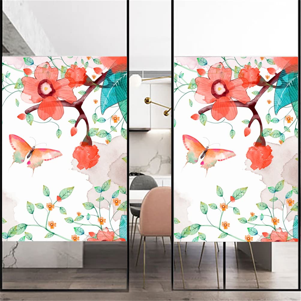 Película de Ventana Película de privacidad for Ventana, sin Pegamento, Revestimiento de Vidrio Decorativo, Adhesivo estático, Flor esmerilada, Mariposa, Pegatinas for Ventana for decoración del hogar