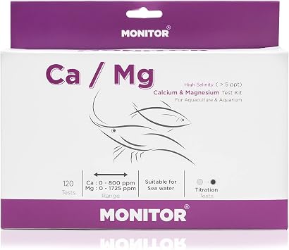 Monitor Calcium/Magnesium HIGH Salinity Salinity > 5 PPT Test KIT 120 Tests - Monitor Aquarium and aquaculture Water Quality