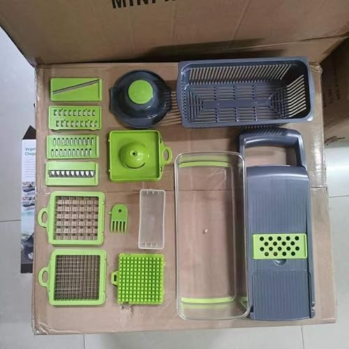 Vegetable Chopper Slicer Dicer - 12 -In -1 Onion Chopper Fruits Cutter Mandoline Slicer Food Chopper/Cutter With 7 Stainless Steel Blades, Adjustable Slicer & Dicer With Storage Container #TOP7