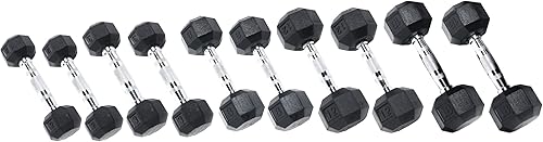 Ader Juego de mancuernas octagonales de goma de 2,3,8,12,18 libras, 5 pares