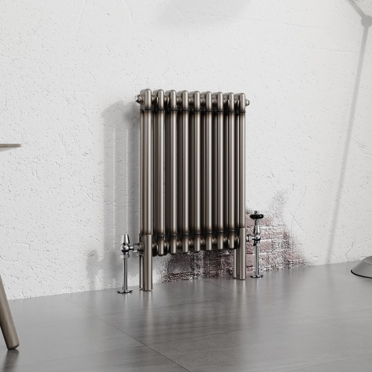Warmehaus 600x425mm Raw Metal Horizontal Column Radiator Double Traditional Cast Iron Style Bathroom Radiator