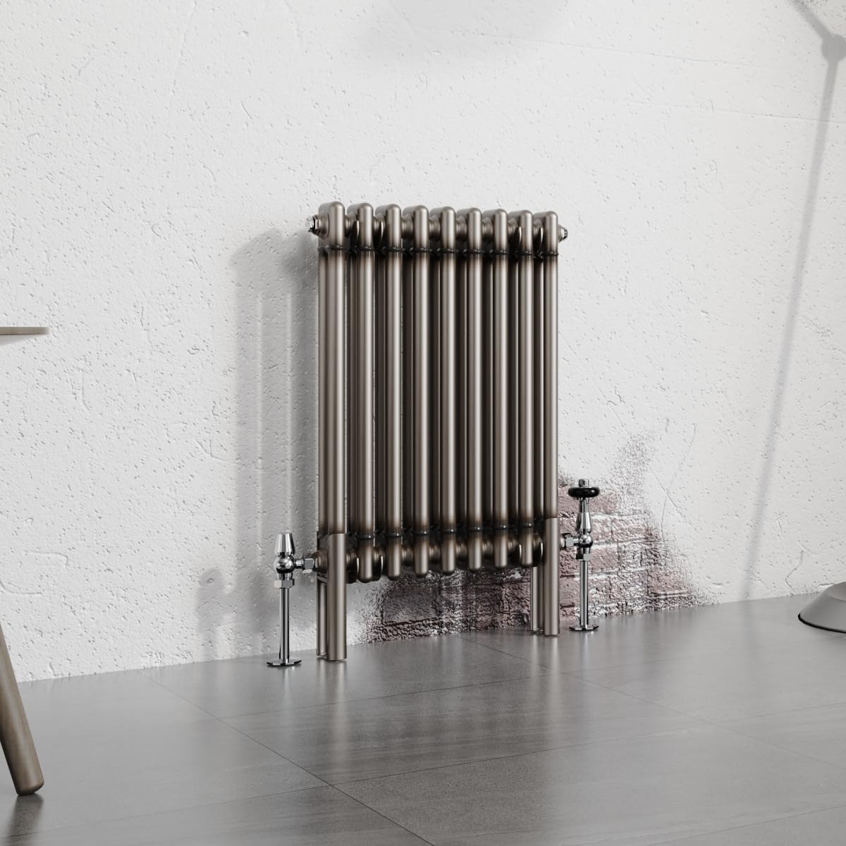 Warmehaus 600x425mm Raw Metal Horizontal Column Radiator Double Traditional Cast Iron Style Bathroom Radiator