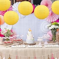 Vista 6 de BEISHIDA - Linternas de papel redondas amarillas de 30 cm decorativas colgantes, linternas de Asia, China, Japón, para cumpleaños, Halloween, boda