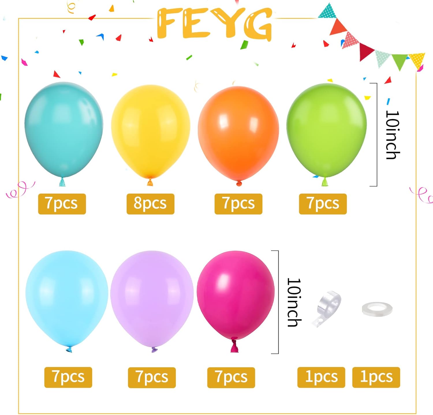 Rainbow Balloons, 50PCS Multicolor Rainbow Balloons Arch in Blue Green Purple Yellow Orange Hot Pink Latex Balloons For Birthday Wedding Baby Shower Engagement DIY Balloons Decoration Party Supplies image 2 of 7 B0B9M41K9F