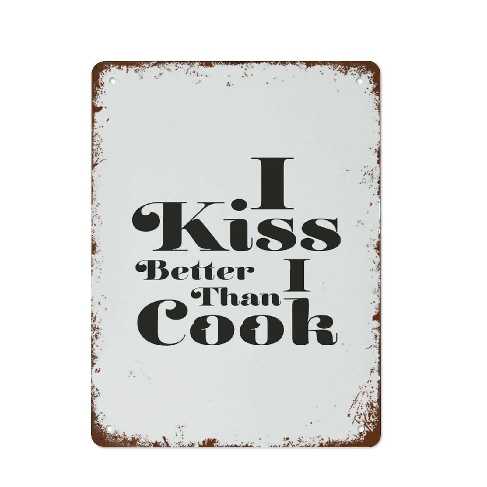 Yivxa Tin-1698 Metal Wall Art For I Kiss Better Than I Cook Sign, Dining Room Signs, Dining Room Wall Decor, Kitchen Print, Kitchen Table Farmhouse Poster, Funny Poster Tin Sign Art Wall Funny Signs 8X12 Inch
