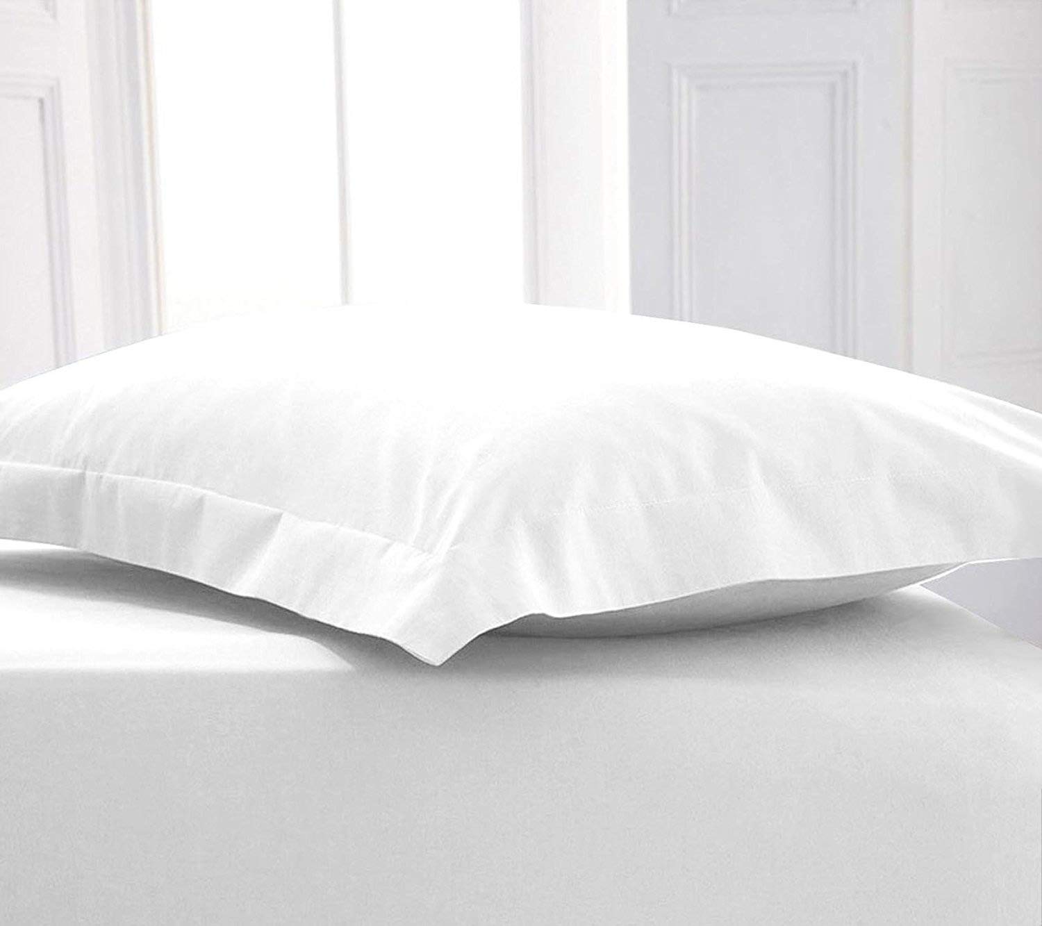 Sleep and BeyondEgyptian Cotton 200 Thread Count Percale Oxford Pillow Cases 2 Pack (White)