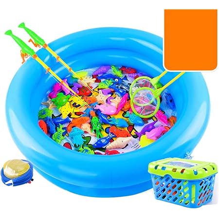 Amazon Povkeever 釣りおもちゃ 釣り遊び 魚捕り 磁石 フィッシング ゲーム 知育玩具 お風呂 遊び 室内 雨でも 池 釣り竿 プール付き プールトイ おもちゃ