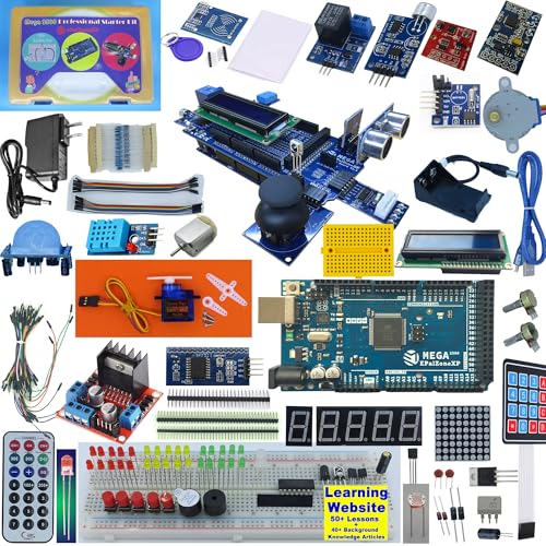 ePalZoneXP Kit de inicio profesional Mega 2560, compatible con Arduino IDE, más de 50 lecciones, más de 40 artículos, brújula, giroscopio