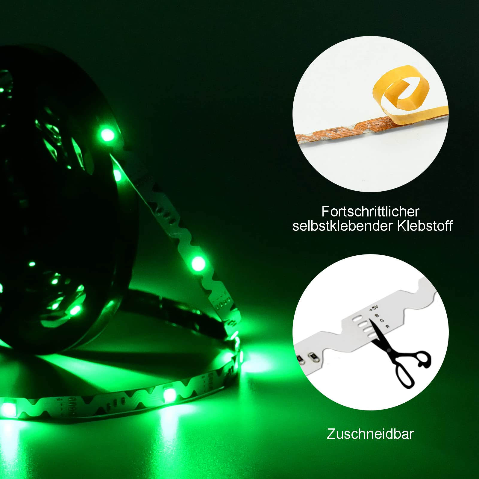 Striscia LED RGB, 5 m, striscia LED Bluetooth, retroilluminazione per TV da 60 a 80 pollici, USB TV, controllo app, sincronizzazione musicale, decorazione per TV, schermo PC