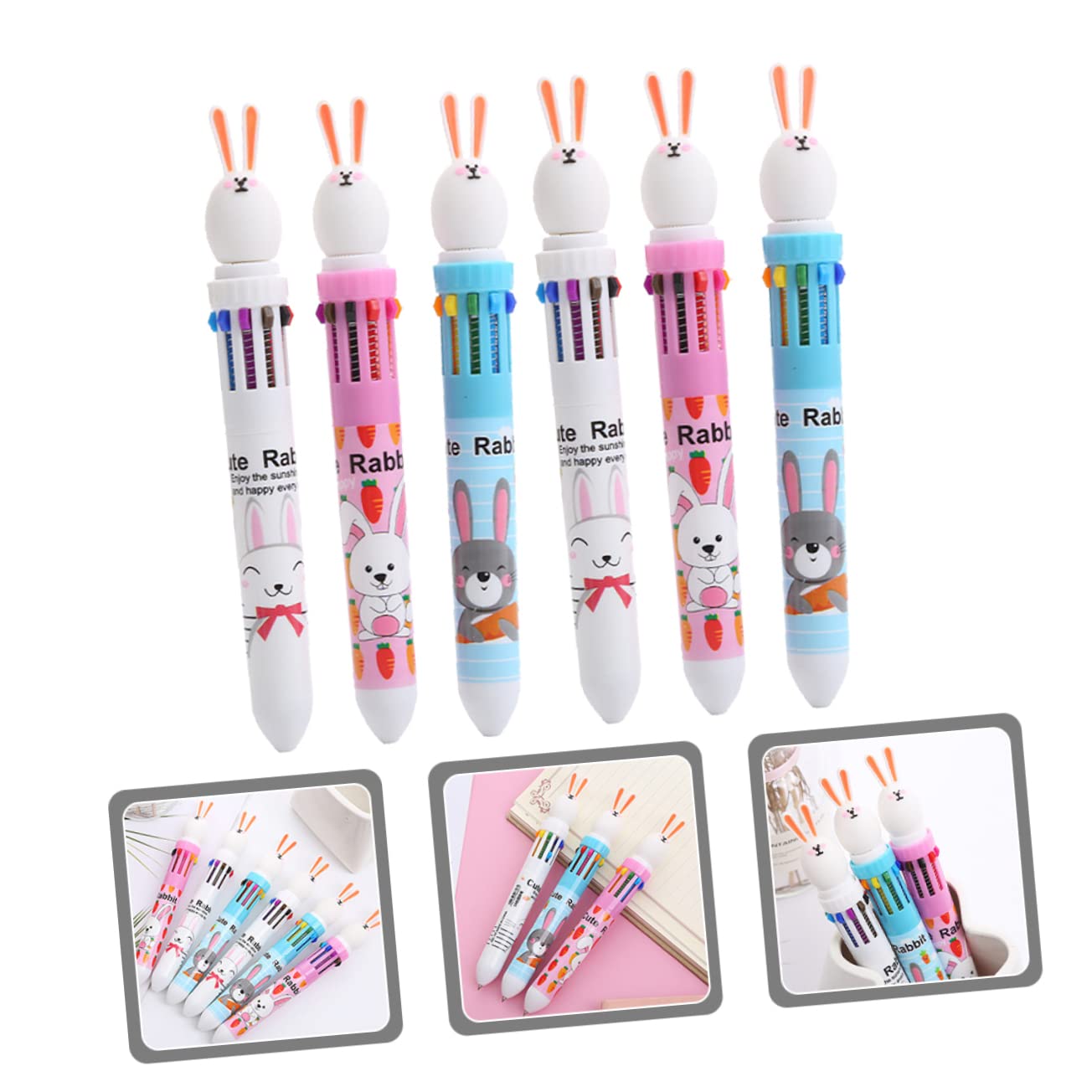 5 Sätze Kaninchen Zehnfarbstift Schwarze Stifte Kugelschreiber Mit Feiner Spitze Schwarze Tintenstifte Für Die Schule Farbstifte Textmarker Stifte 6 Stück * 5