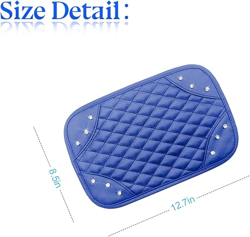 Miniatura 8 de zipelo Tapete para reposabrazos de automóvil, funda de piel sintética con cristales brillantes, universal impermeable, accesorios interiores de