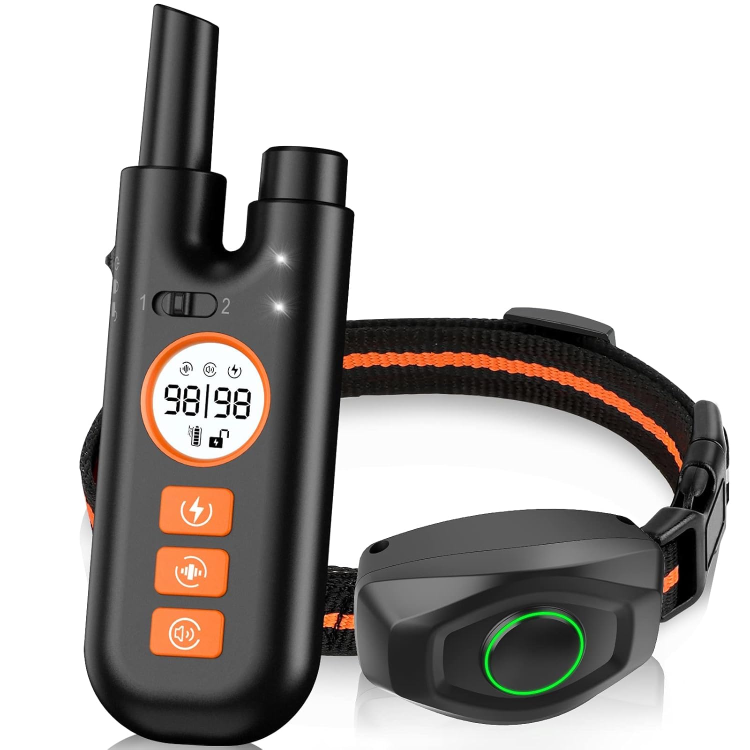 Metal Dog Training Shock Collar with Remote, 1300Ft Range, Waterproof & Rechargeable Electric Collar, 3 Training Modes, Security Lock, Adjustable for Large & Small Dogs, 22.86cm x 3.56cm, Black