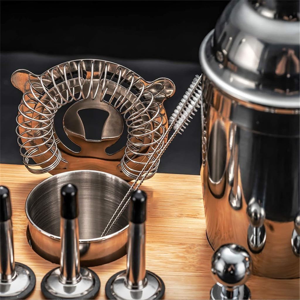 Mixing Cup Stainless Steel Cocktail Shaker Set Bar Glass Wine Complete Of 12 Pieces