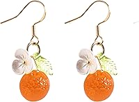 Handmade Czech Glass Fruit Beads Dangle Earrings - Orange Lemon Strawberry Bowtie Studs for Women