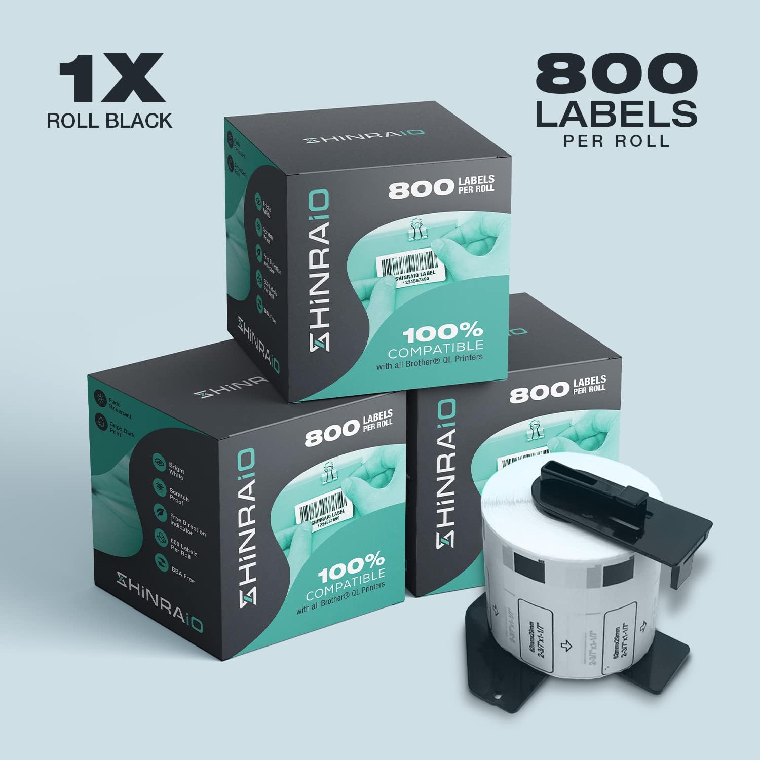 Case of 32 - SINGLE 800 Label ROLL + FRAME PLUG N PLAY (Compatible Brother DK-1209 (1.1" X 2.4”) Label, Brother QL Label Printers) (1 1/7” X 2 3/7”, 32, Count)