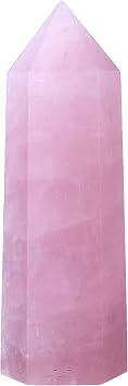 Runyangshi Large Rose Quartz Natural Healing Crystal Wand 4.72"-5" Crystals Tower 6 Faceted Single Point Crystal Prism Wand Natural Stones for Meditation Reiki Chakra Therapy Home Decor Gift