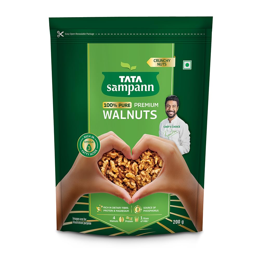 Tata Sampann Pure Walnuts, 200g, Crunchy Nuts, Rich in Dietary Fibre