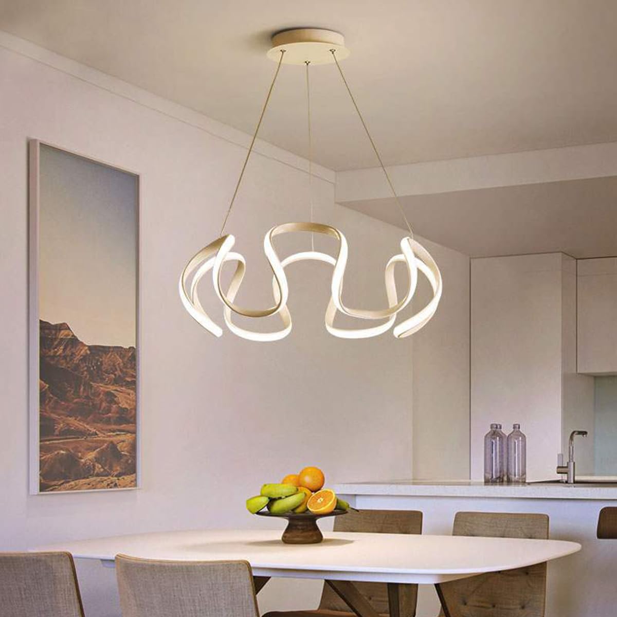 Granestner Dimmable Rotating LED Pendant Lamp with Remote Control - den Aluminum Designer Chaner Height Adjustable for Dining Table