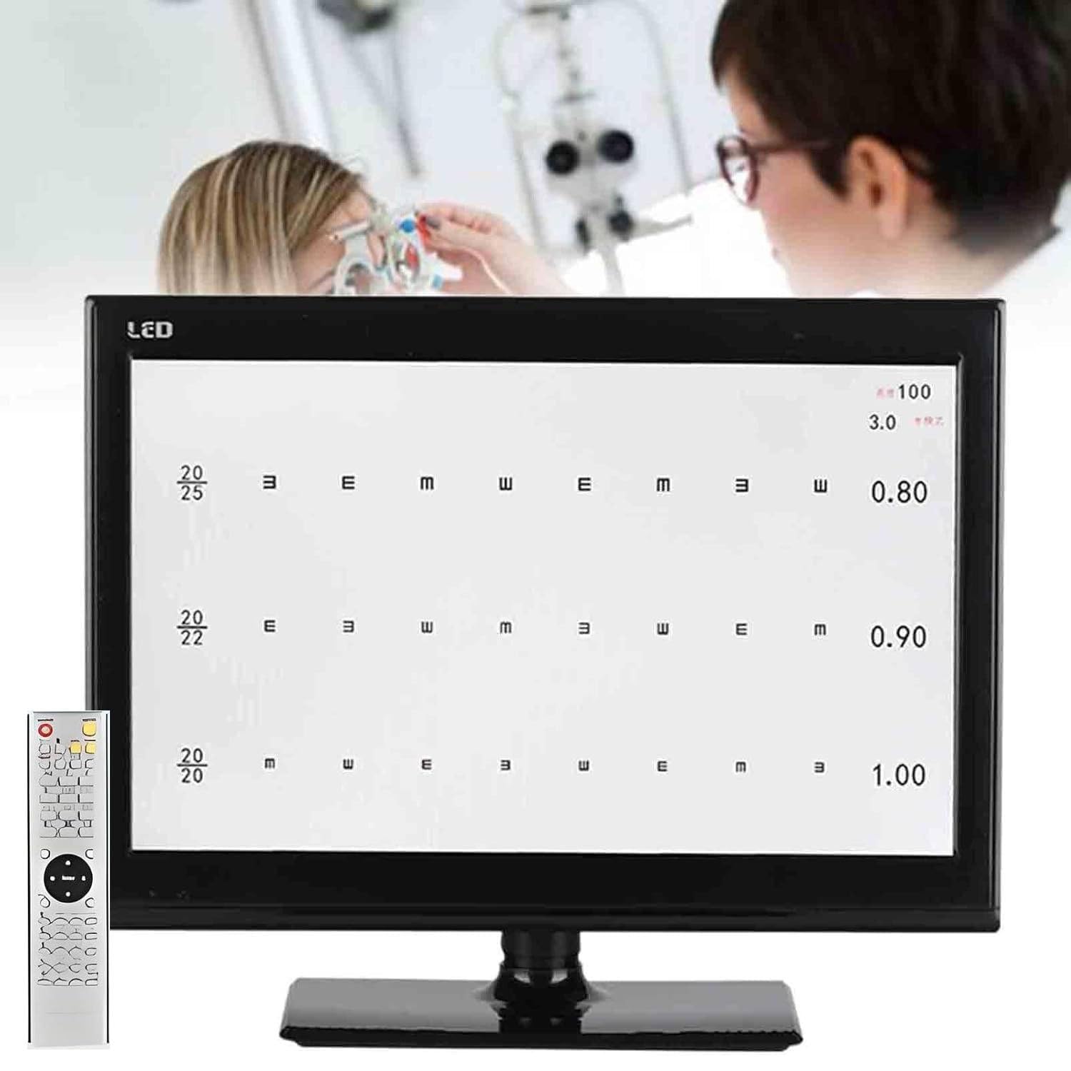 Digitale Sehtafel, 18,5/21,5/23 Zoll, elektronische optische Sehtafel mit Fernbedienung, über 300 Sehziele, einstellbarer Messabstand von 1–6 m für präzise Sehtests(21.5in)